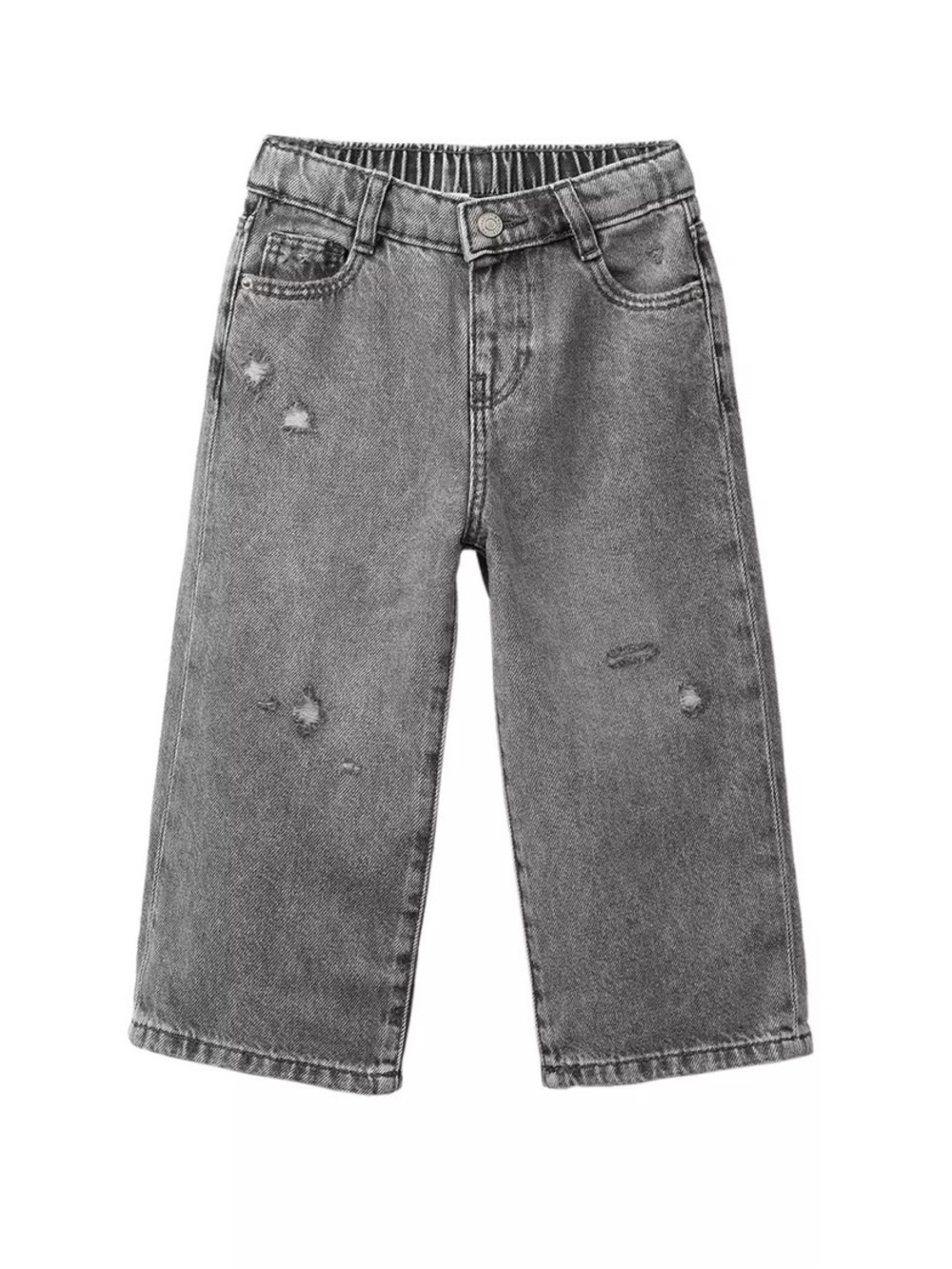 Zara Kids Wide-Leg Distressed Jeans - Gray